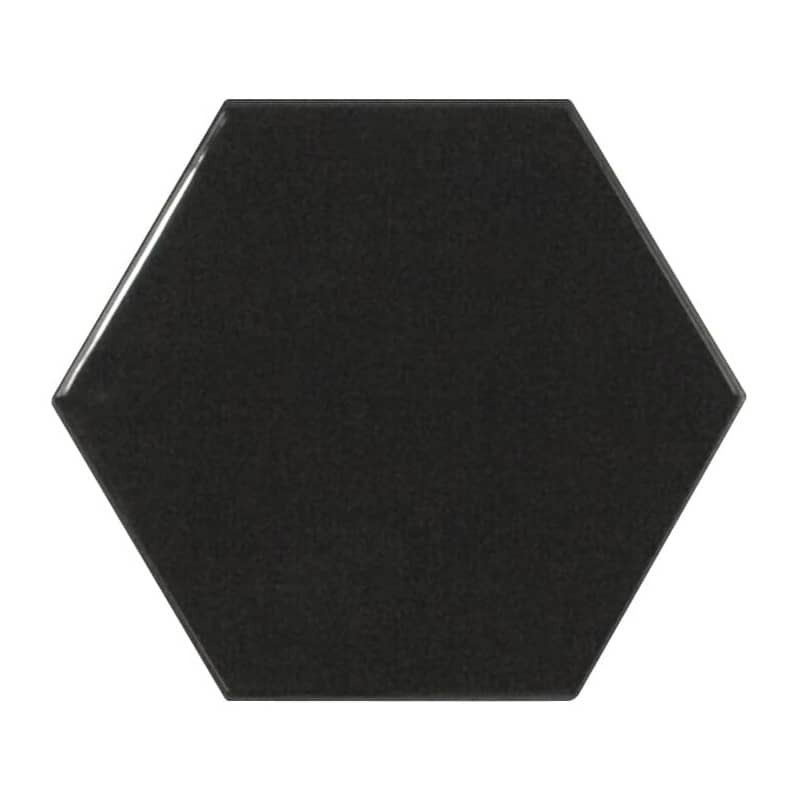 Carrelage hexagonal noir glossy, carrelage mural hexagone tendance