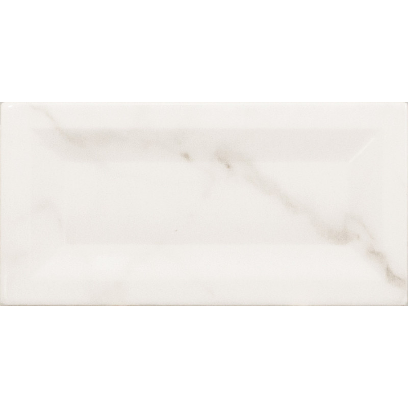 Carreau-metro-marbré-blanc-brillant Carrara-inmetro-75x150-mm-biseau-interieur